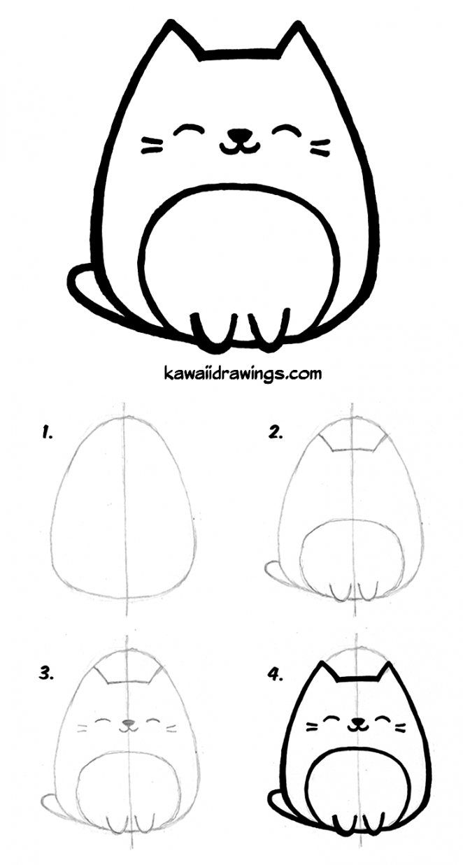 How to draw kawaii cat in  easy steps