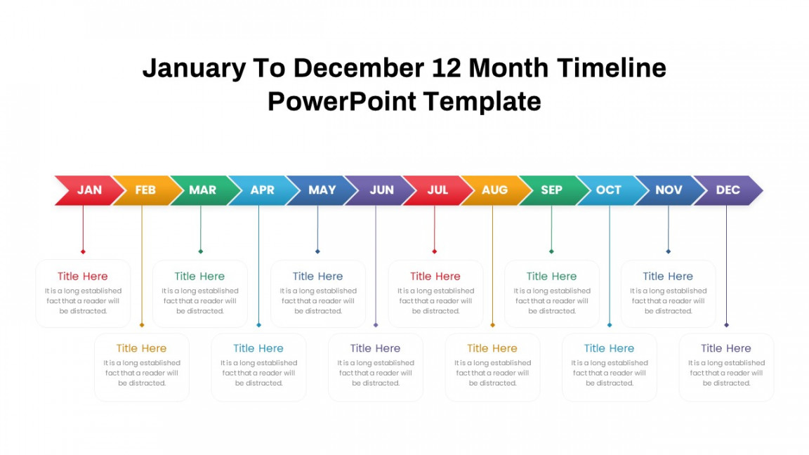 January to December  Month Timeline PowerPoint Template