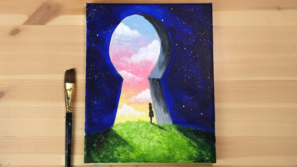 Key to My Dreams  Acrylic painting easy step by step  How to Paint  Acrylic  Daily Challenge