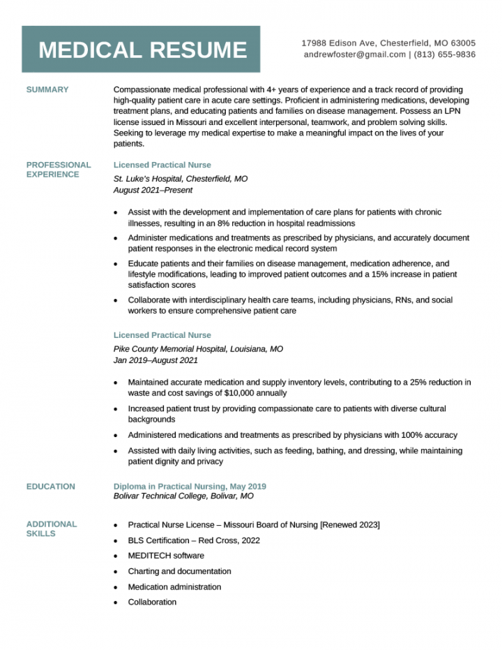 Medical Resume: + Examples & Writing Tips