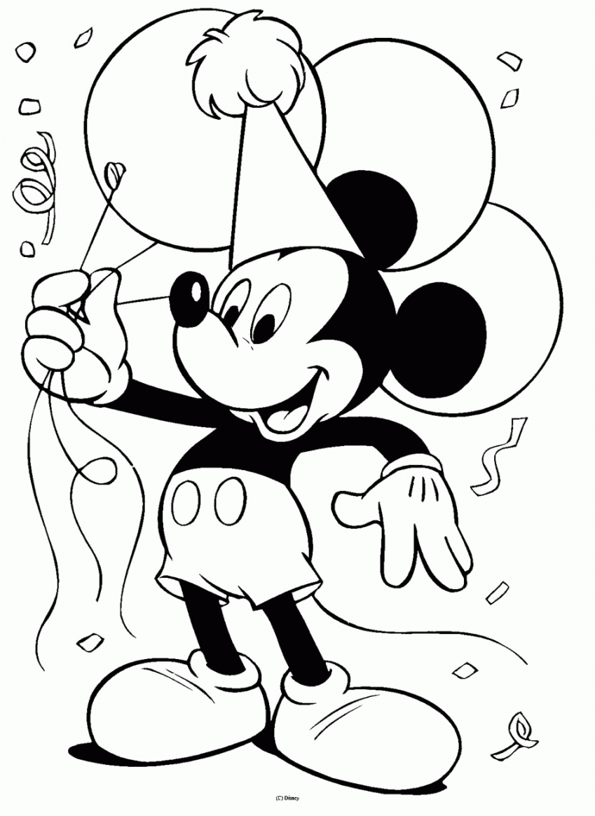 mickey mouse birthday  Mickey mouse coloring pages, Mickey