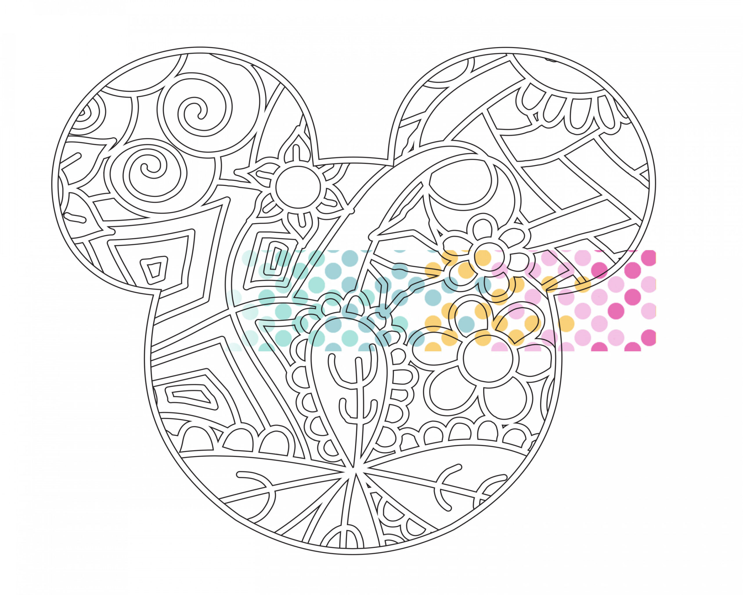 Mickey Mouse - PDF Zentangle Printable Coloring Page