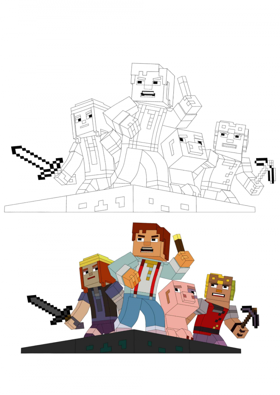 Minecraft Story Mode Coloring Pages -  Free Coloring Sheets (01