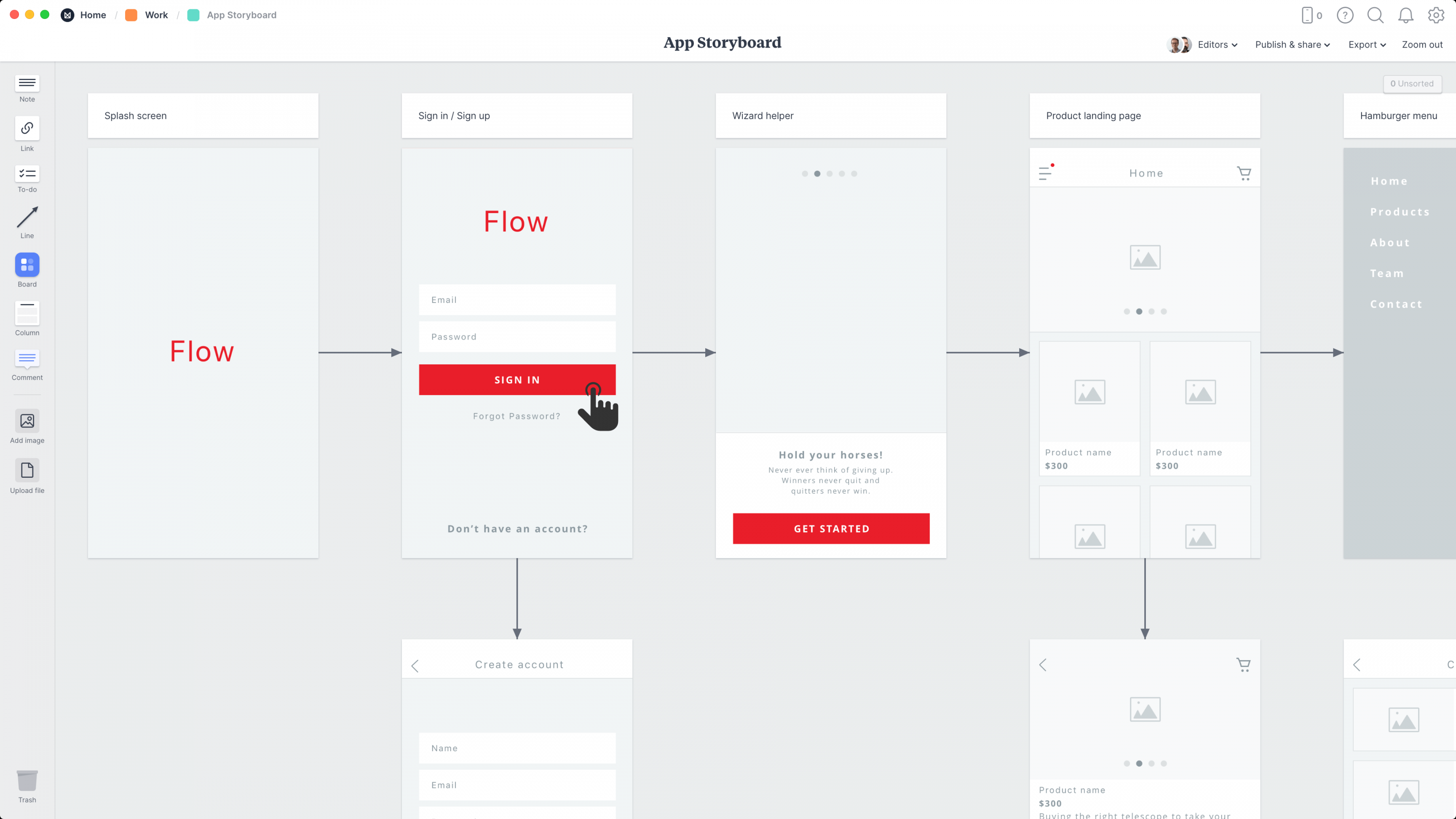 Mobile App Storyboard Template & Example - Milanote