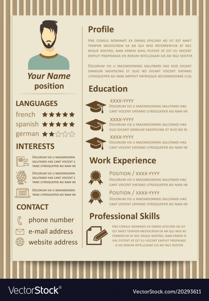 Modern flat male resume template with design Vector Image