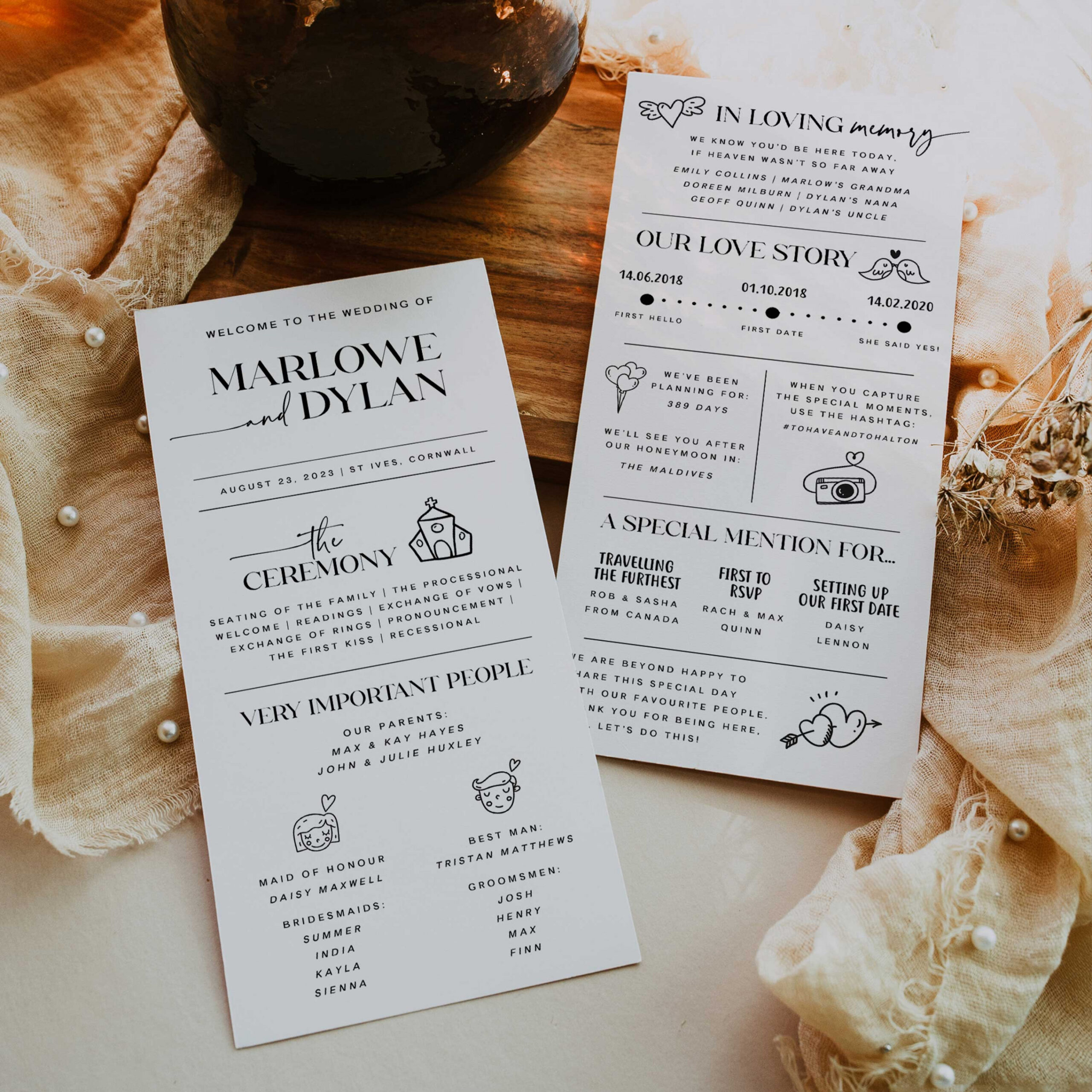 Modern Minimalist Wedding Infographic Program Template  On The