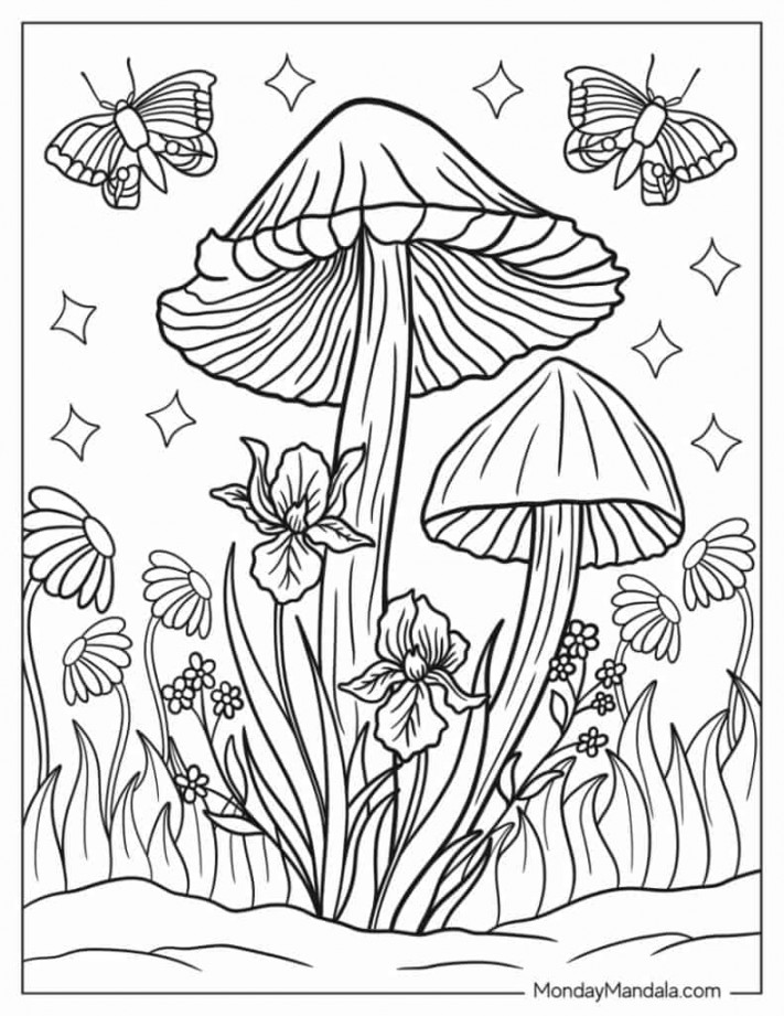 Mushroom Coloring Pages (Free PDF Printables)