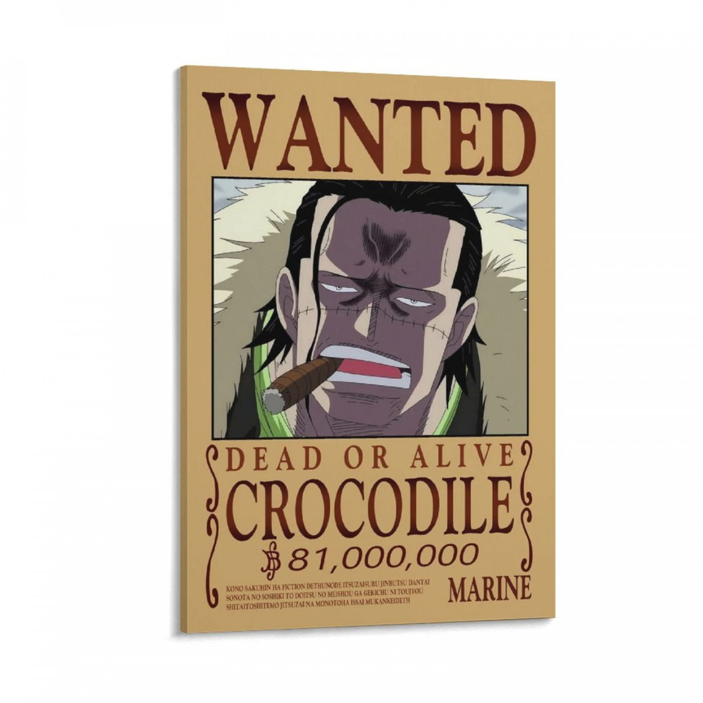 NANXIANG Anime One Piece Wanted Poster Crocodile Picture Wall Art Poster  Painting Canvas Poster Artwork Room Aesthetic xcm