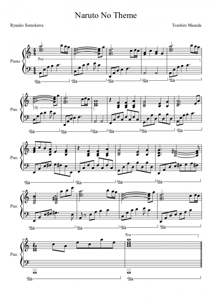 Naruto No Theme Sheet music for Piano (Solo)  Musescore