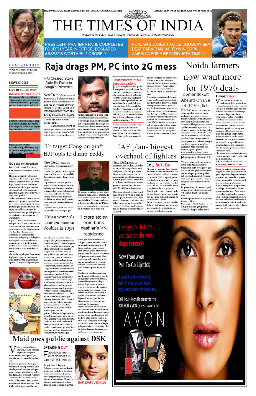 Newspaper Layout – Times of India  sabhyatasdesign