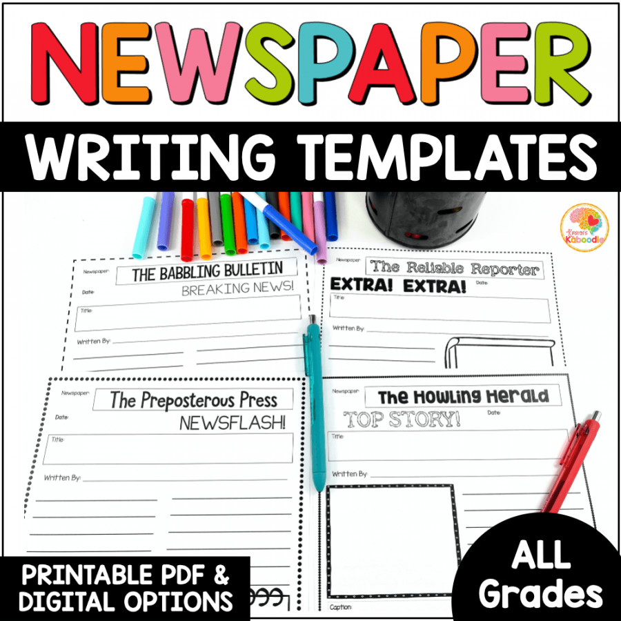 Newspaper Templates: Printable or Google Slides Writing Activity