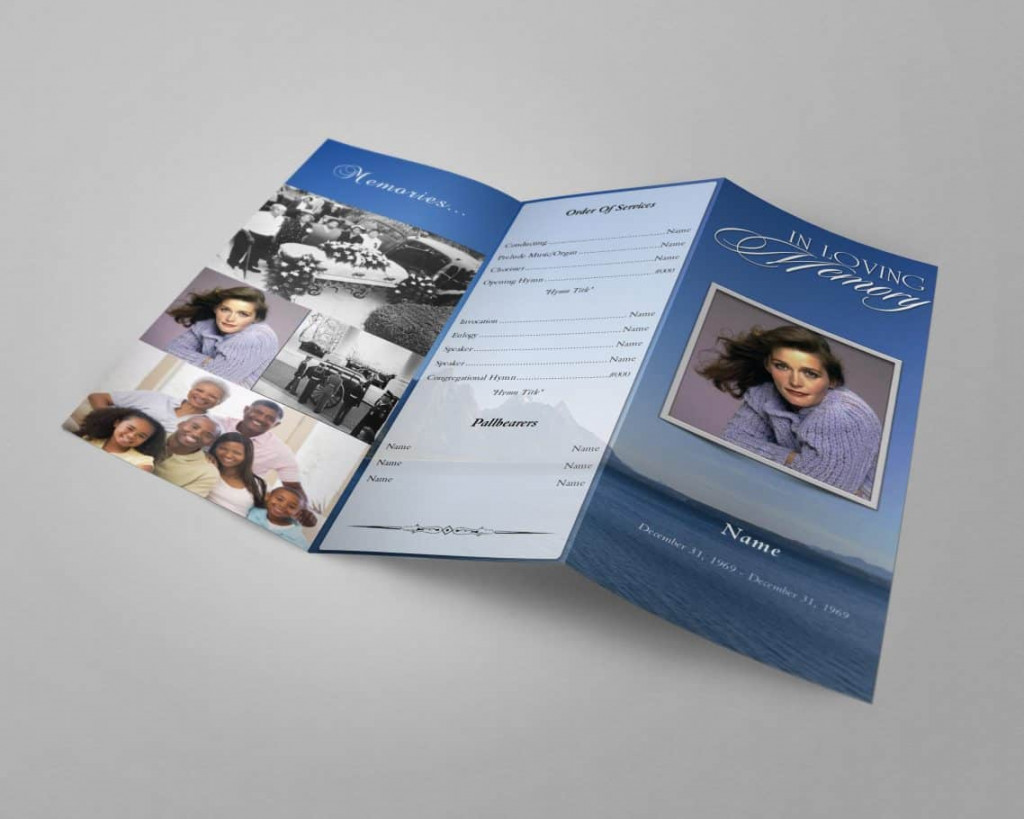 Ocean Trifold Funeral Program Template  Ocean Trifold Funeral Program