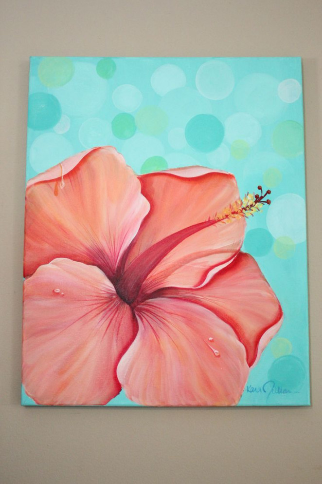 Orange Hibiscus - acrylic on canvas  Flower art painting, Flower