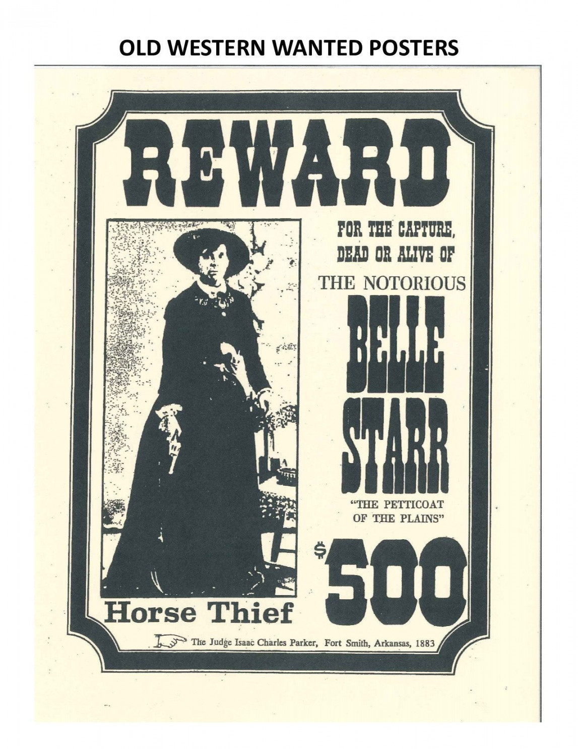 Outlaw Belle Starr Wanted Poster