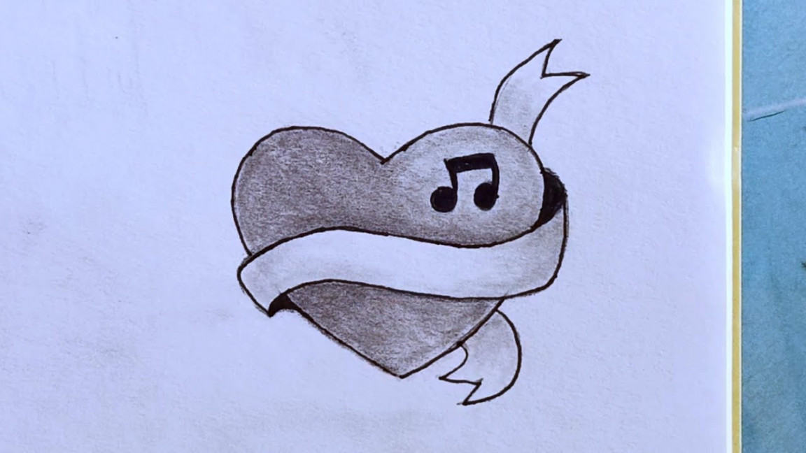 pencil Drawing How to Draw Love Heart And Music Easy Drawing 💕 🎵  #abhishekdrawing