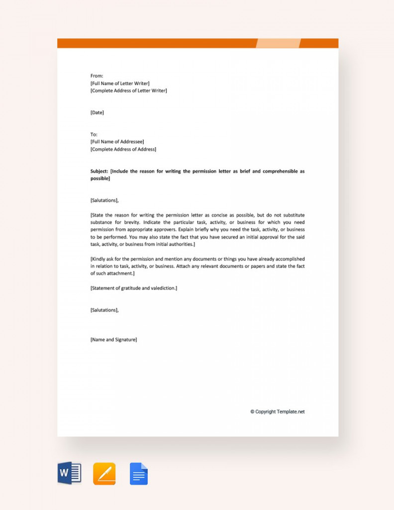 Permission Letter Format - Download in Word, Google Docs, PDF