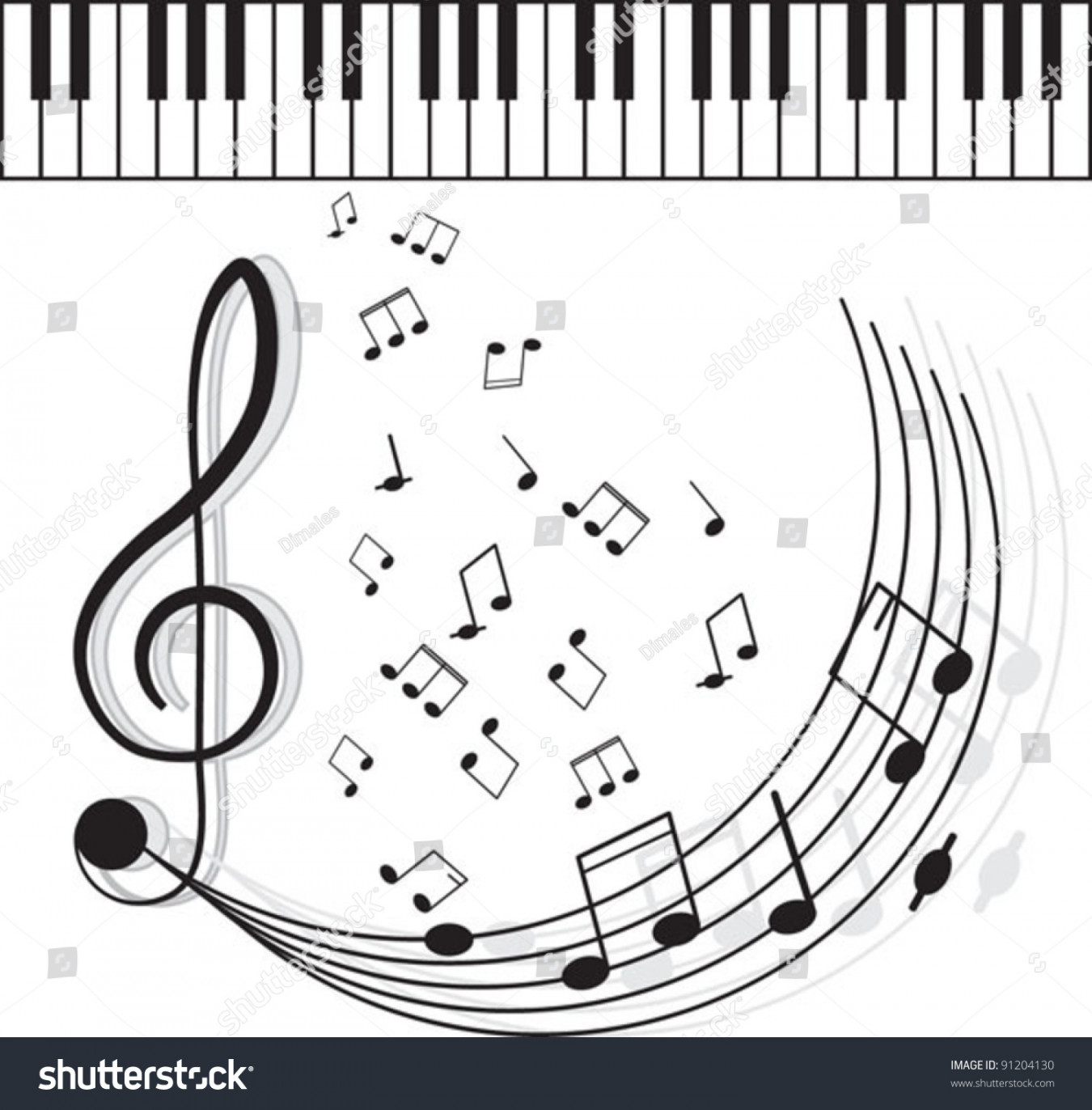 Piano Keys Notes On White Background Stock Vector (Royalty Free