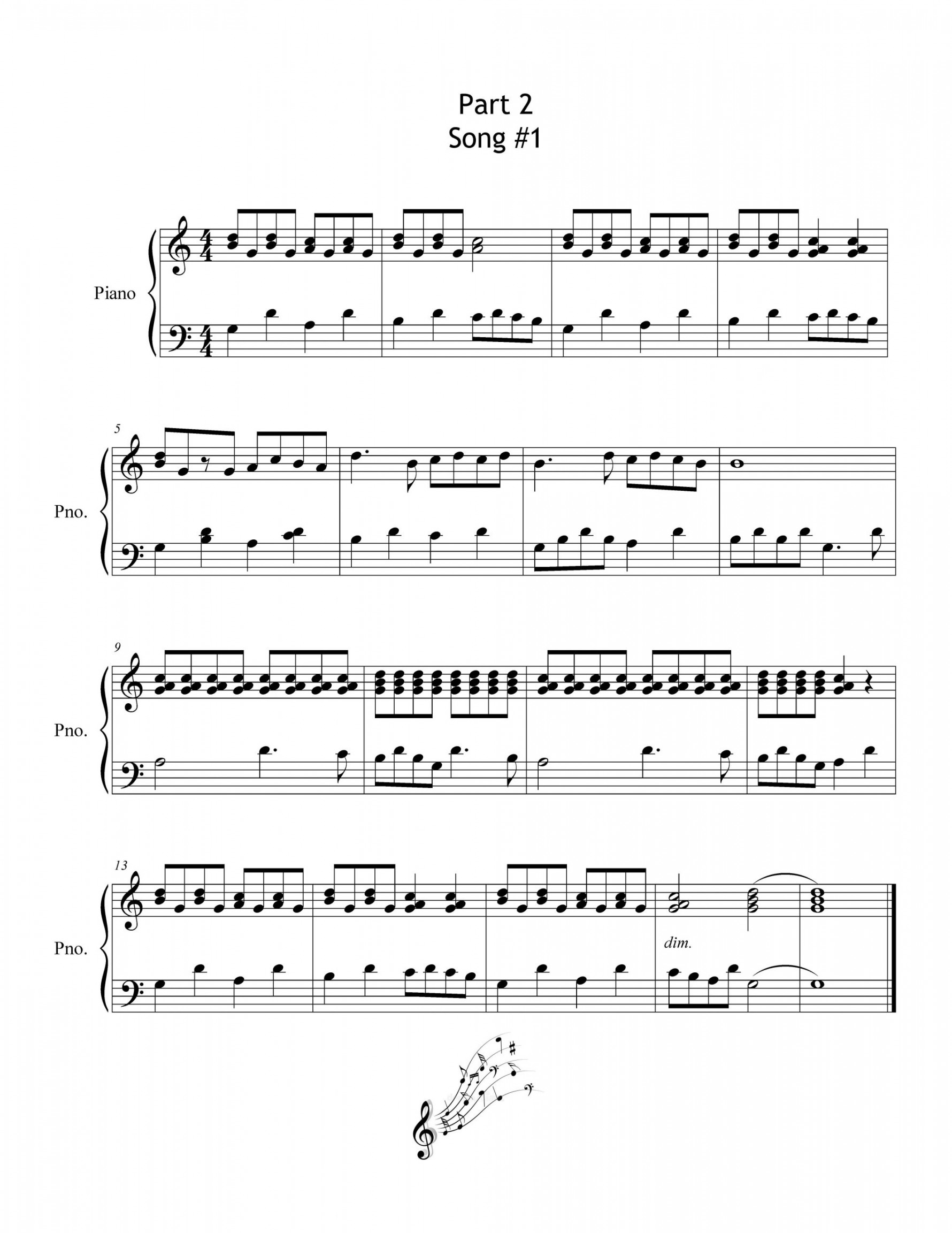 Piano Songs Intermediate In G Part