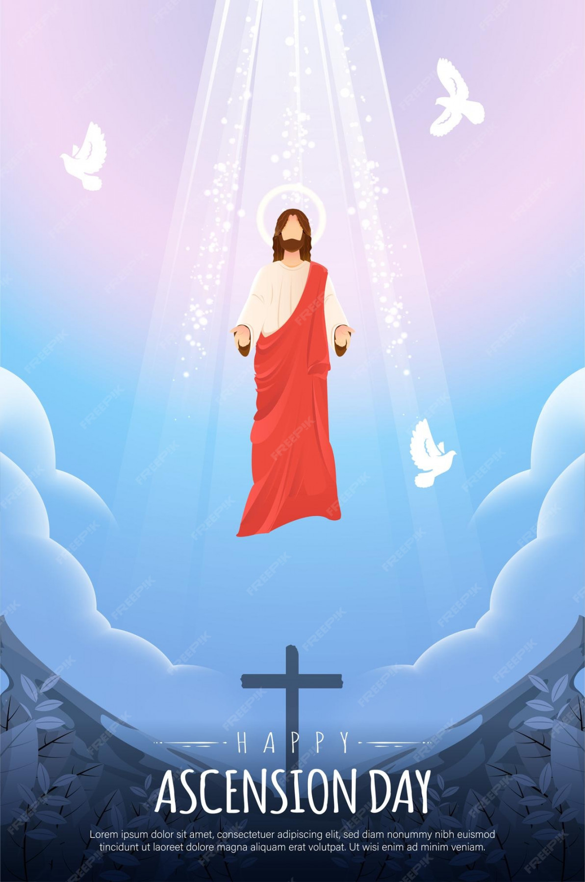 Premium Vector  Happy ascension day design with jesus christ in