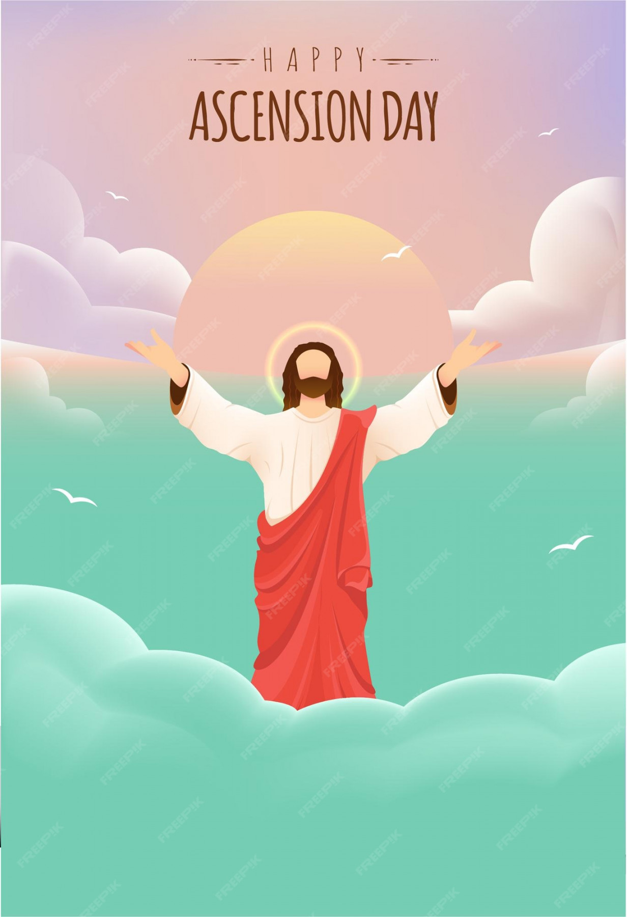 Premium Vector  Happy ascension day design with jesus christ in