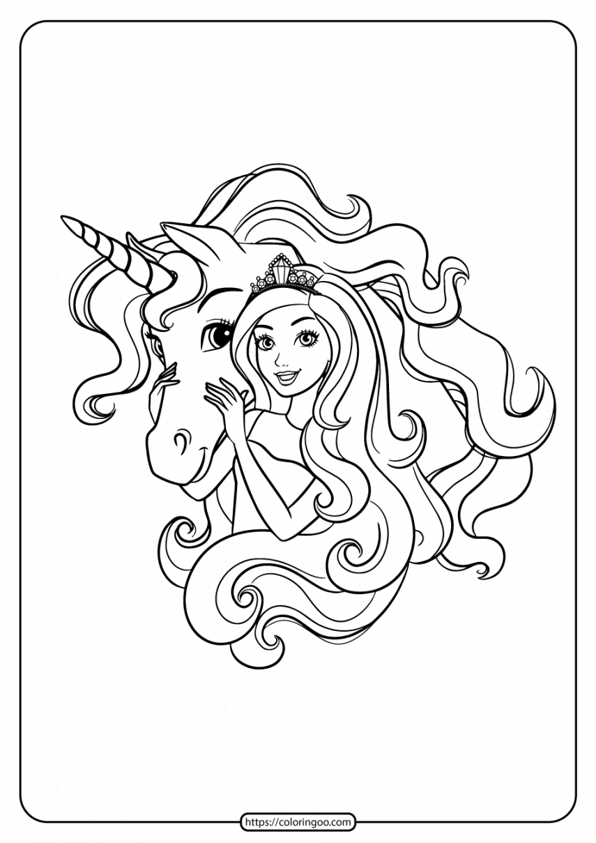 Printable Barbie and Unicorn Coloring Pages  Unicorn coloring