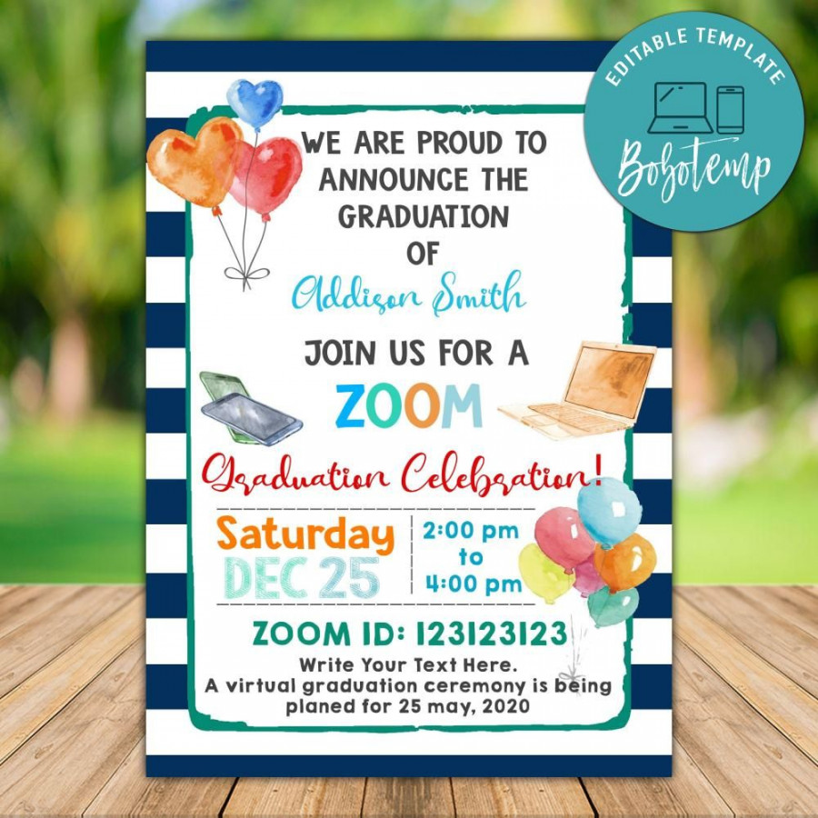 Printable Virtual College Graduation Celebration Invitation DIY