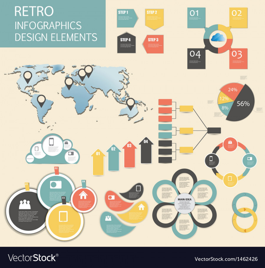 Retro vintage infographic template business Vector Image