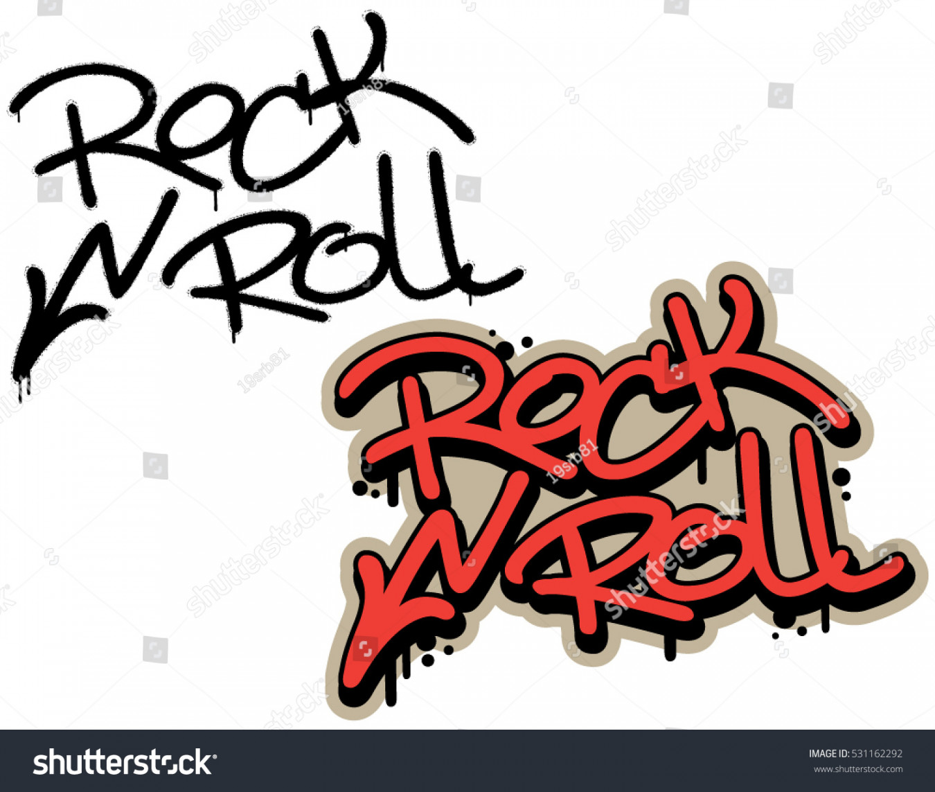 Rock n Roll, Spray Graffiti-Tag. Hochspannungszeichen