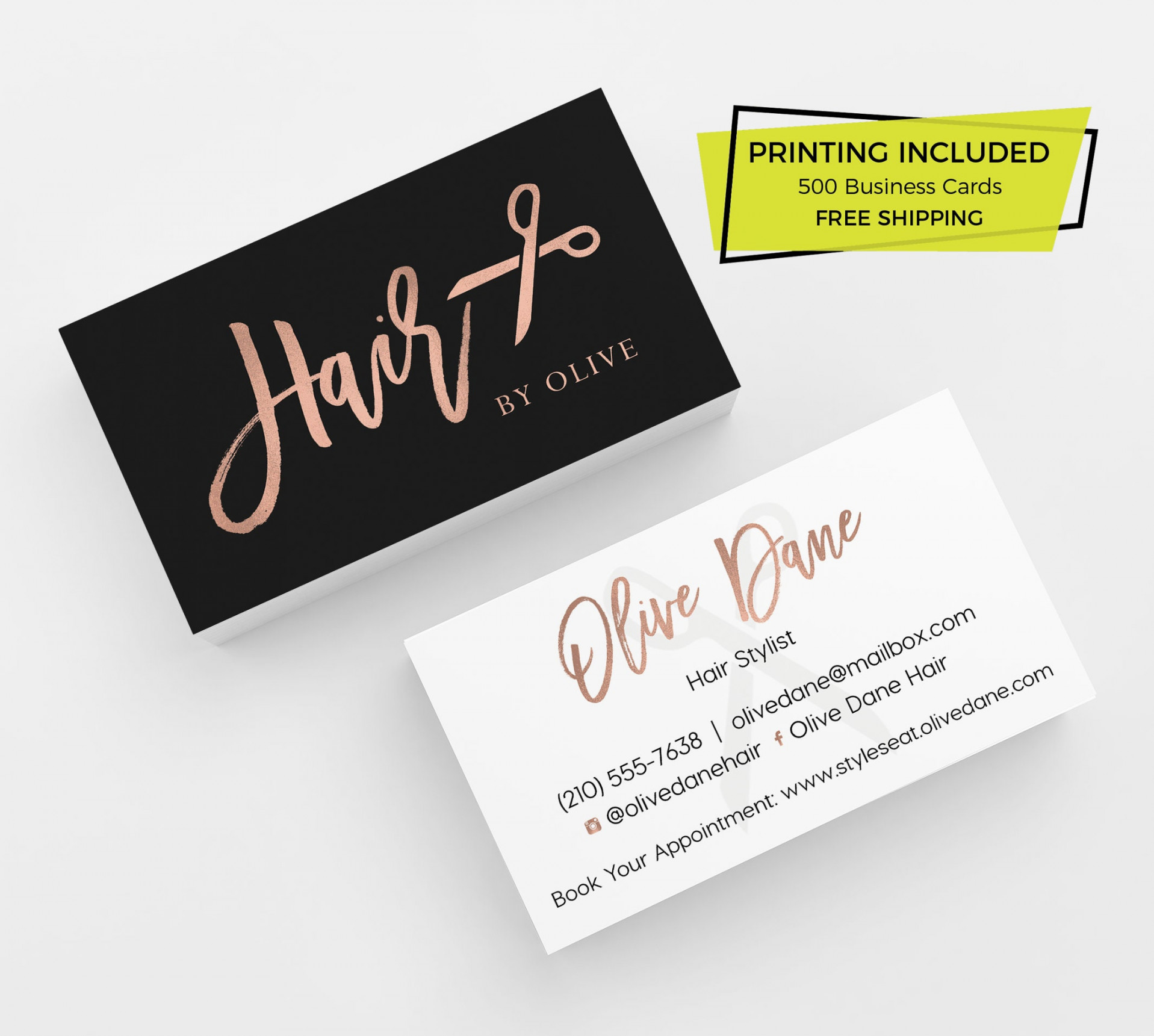 Rose Gold Hair Stylist Business Card  Printed Business - Etsy