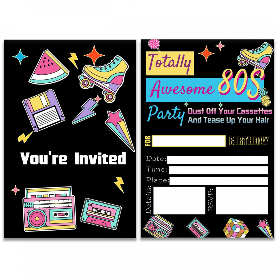 s Themed Party Invitations Fill In Set With  Pieces With