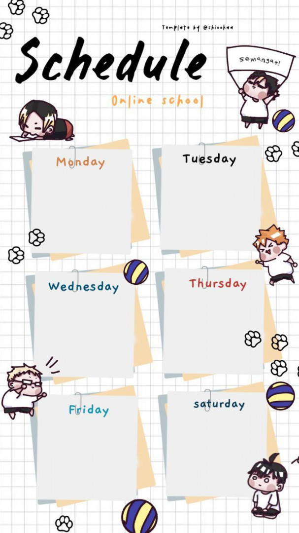 Schedule Anime Template  School schedule, Study schedule template