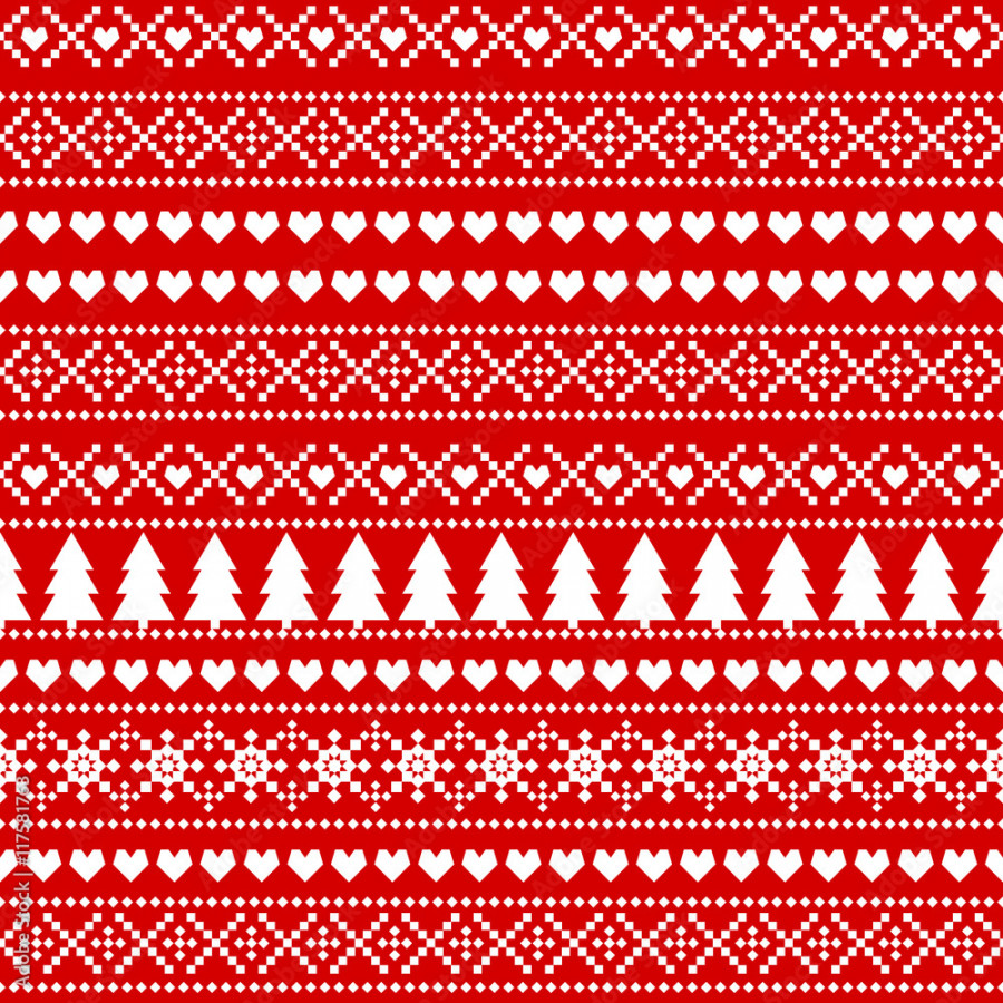 Seamless Christmas background, card - Scandinavian sweater style