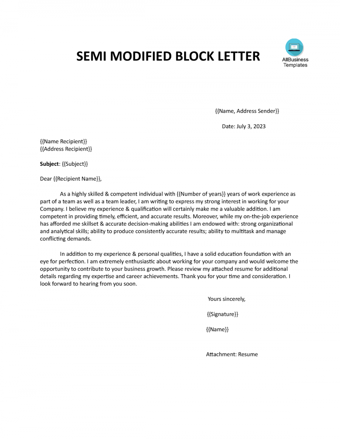 Semi block format - gege - SEMI MODIFIED BLOCK LETTER {{Name