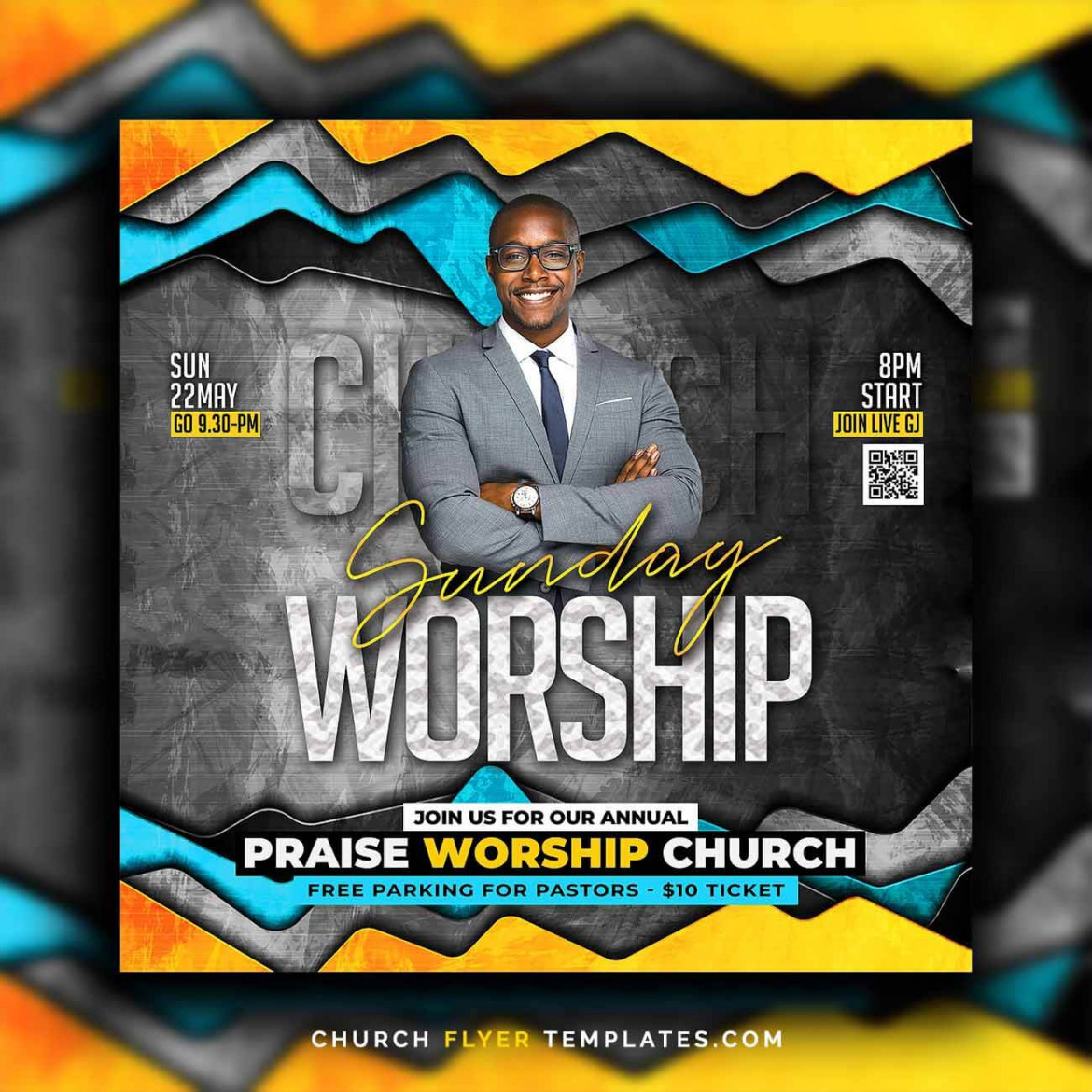 Sermon Church Flyer Template Design PSD Posters, Banners, Cards