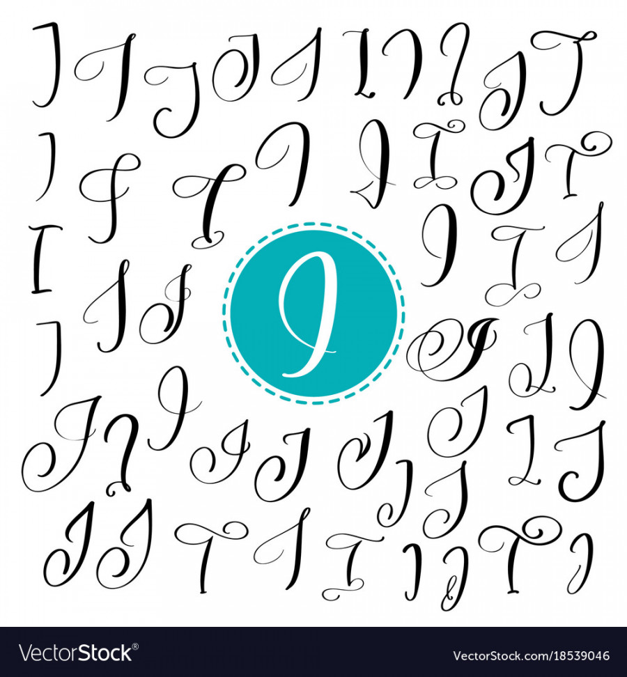 Set of hand drawn calligraphy letter i Royalty Free Vector