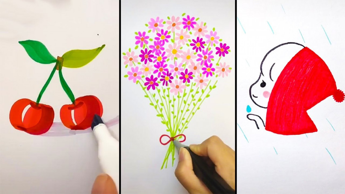 SIMPLE DRAWING TRICKS. HOW TO DRAW EASY WITH MARKERS