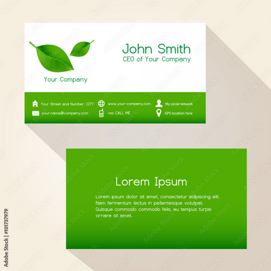 simple nature green leaf business card design eps Stock