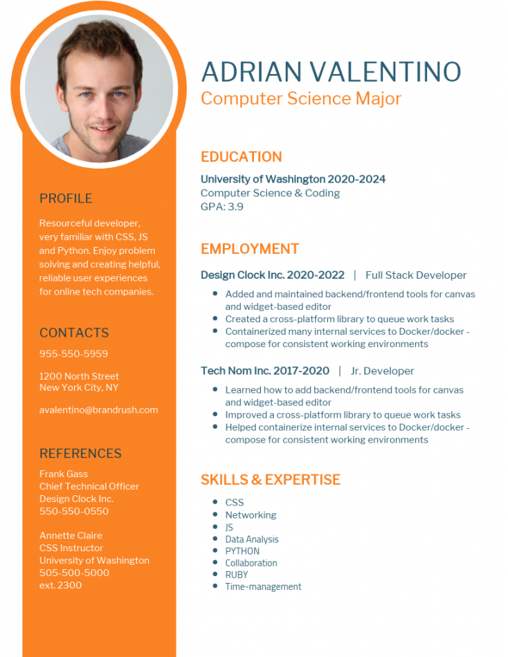 Simple Orange Student Resume - Venngage