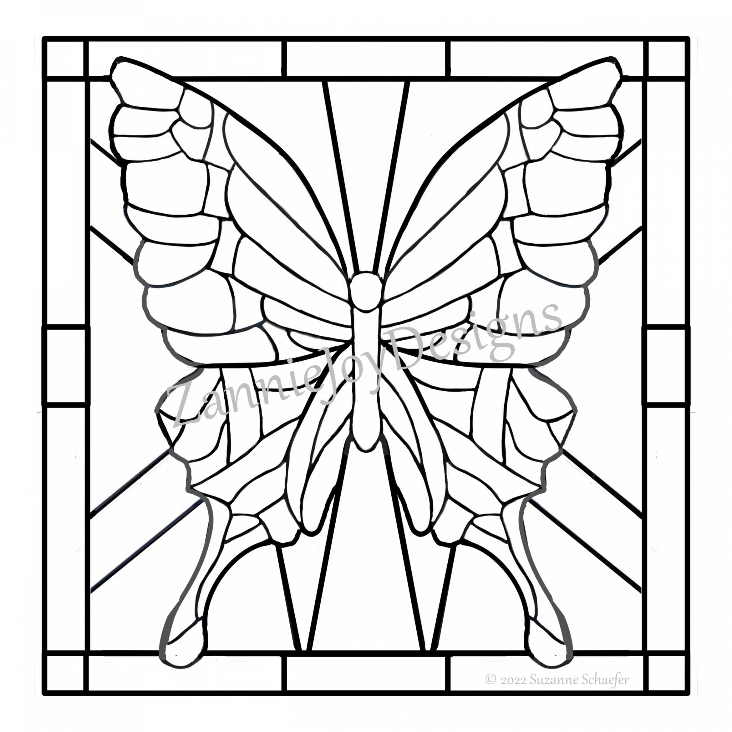 Stained Glass Butterfly Pattern PDF Line Art Coloring Page - Etsy