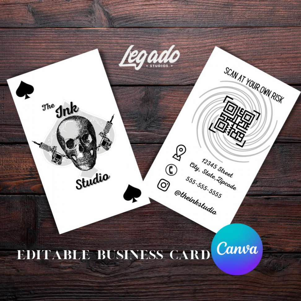 Tattoo Business Card Digital Business Card Editable - Etsy