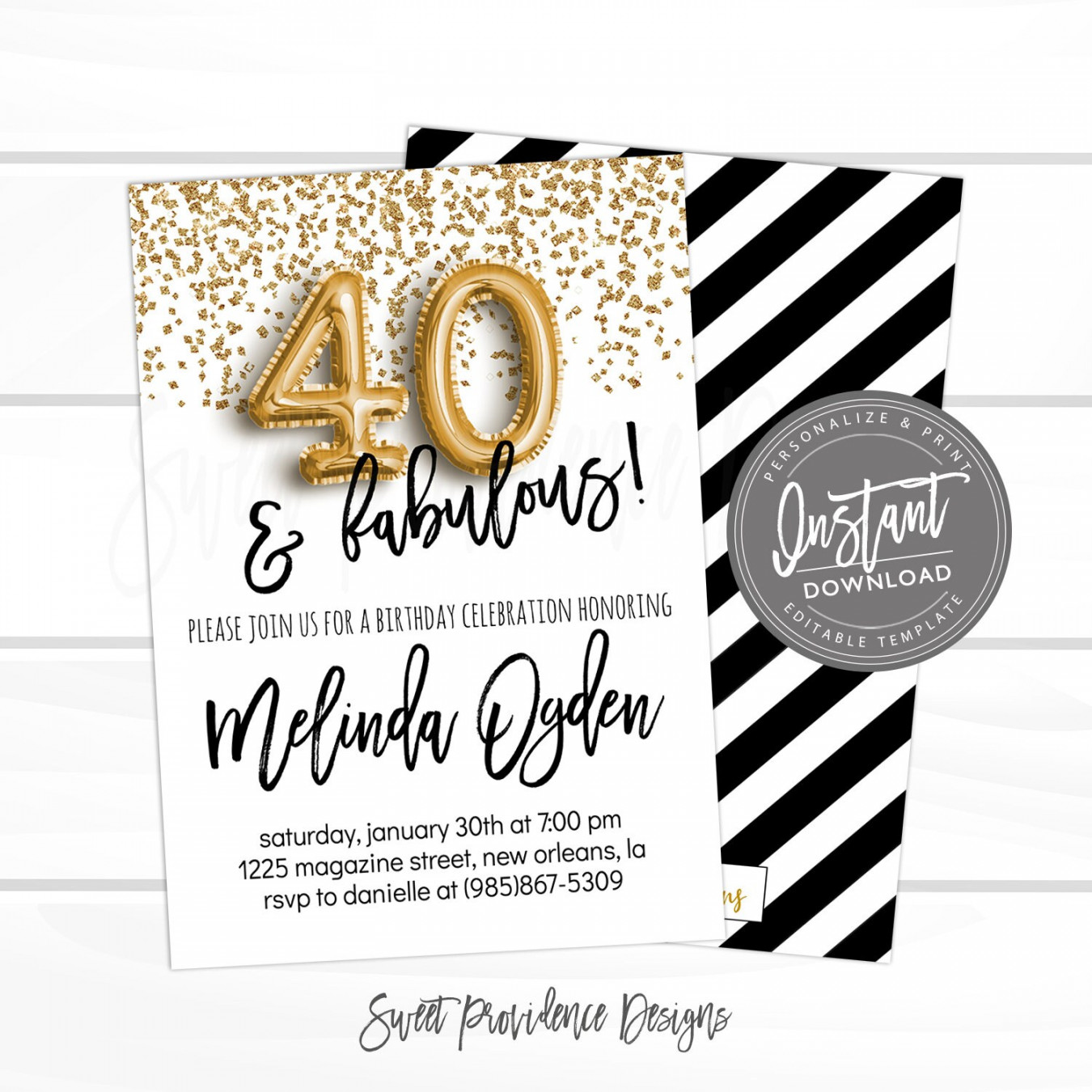 th Birthday Invitation Forty and Fabulous Party Invite - Etsy