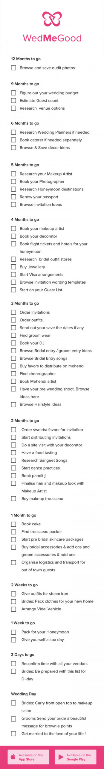 The  Month Wedding Checklist Every Indian Bride Needs  Indian