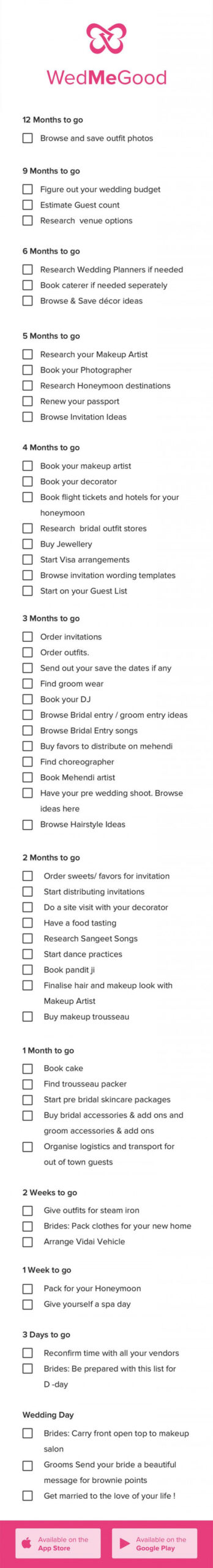 The  Month Wedding Checklist Every Indian Bride Needs  WedMeGood