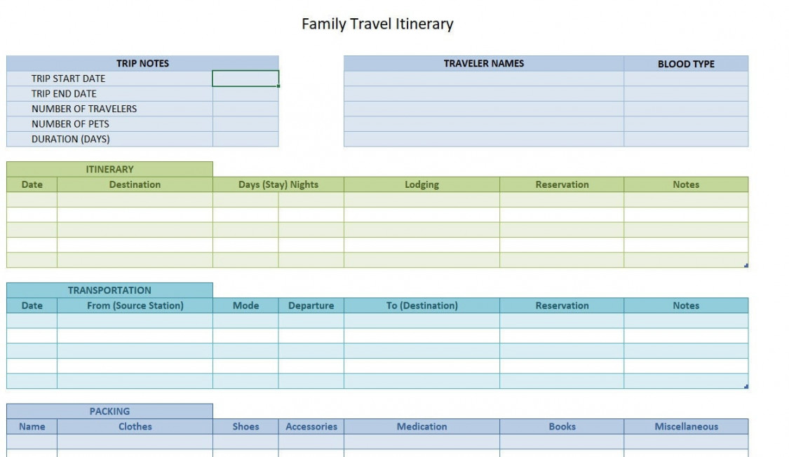 Travel Itinerary Excel Template - Etsy Canada