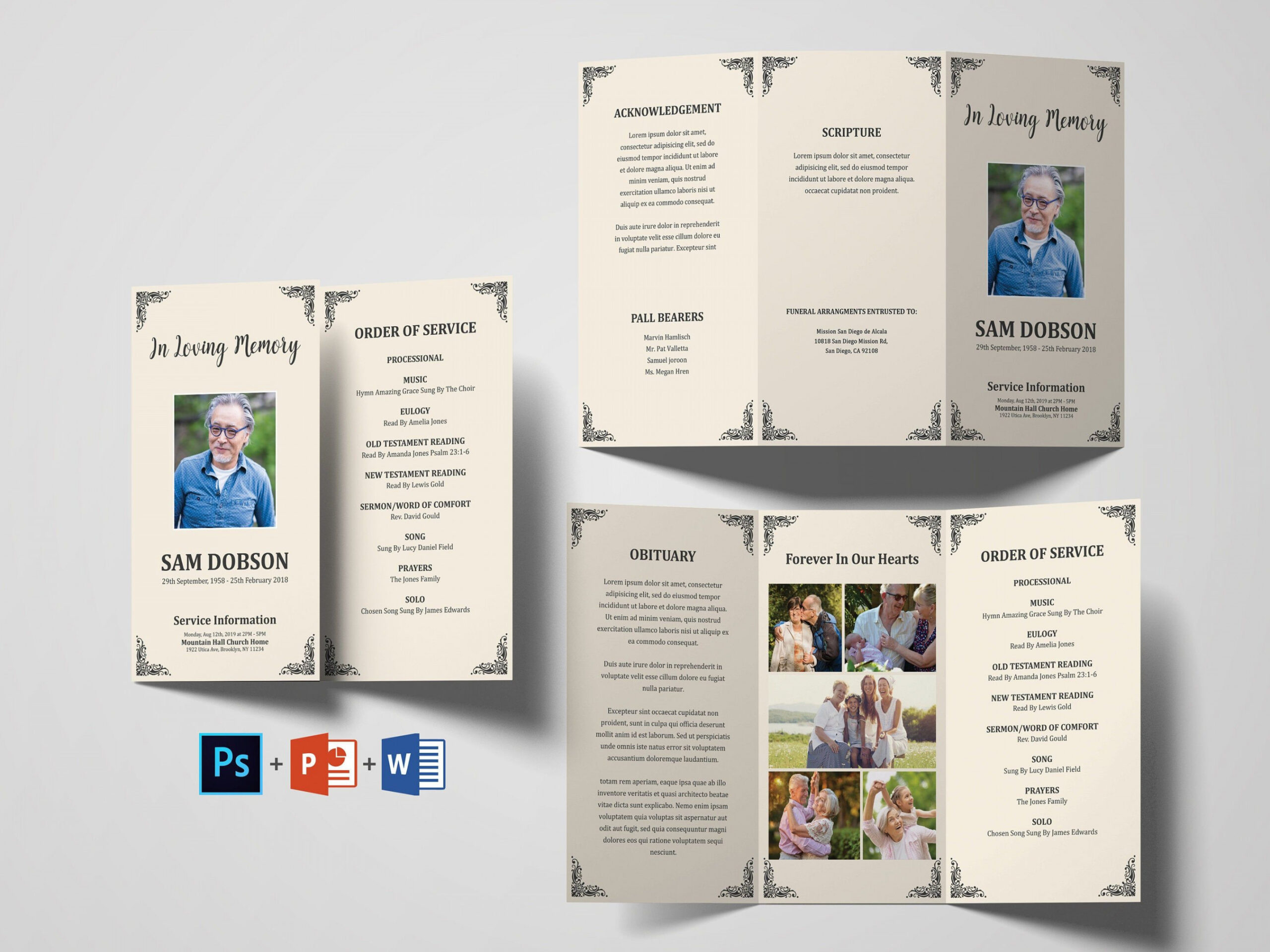 Trifold Funeral Program Template Funeral Program Template - Etsy