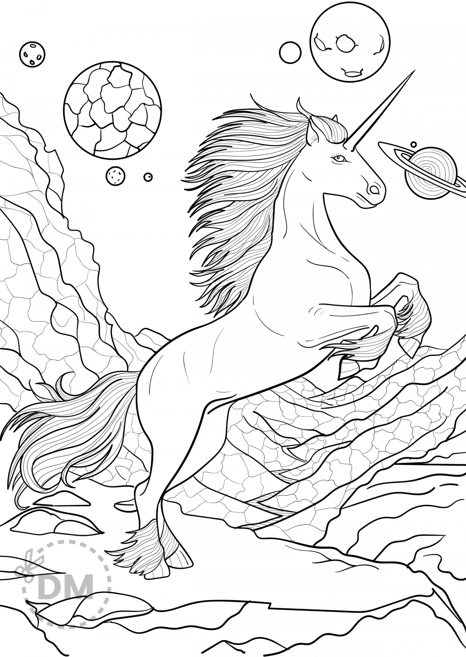 Unicorn Coloring Page for Adults  Printable Page for Download