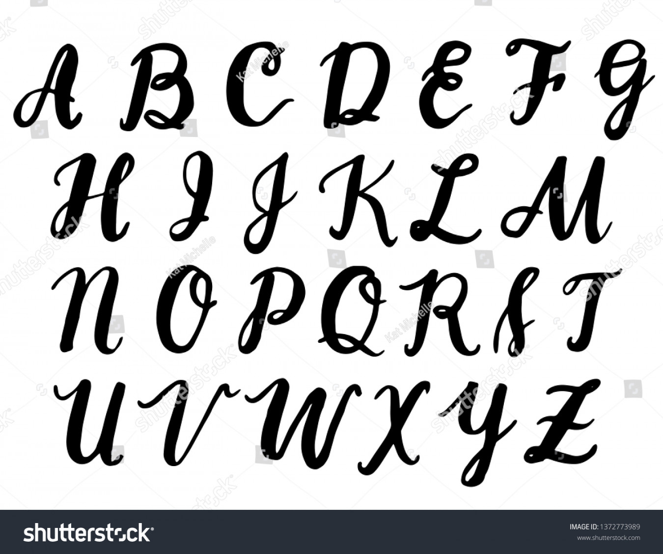 Uppercase Vector Alphabet Handwritten Calligraphy Letters Stock