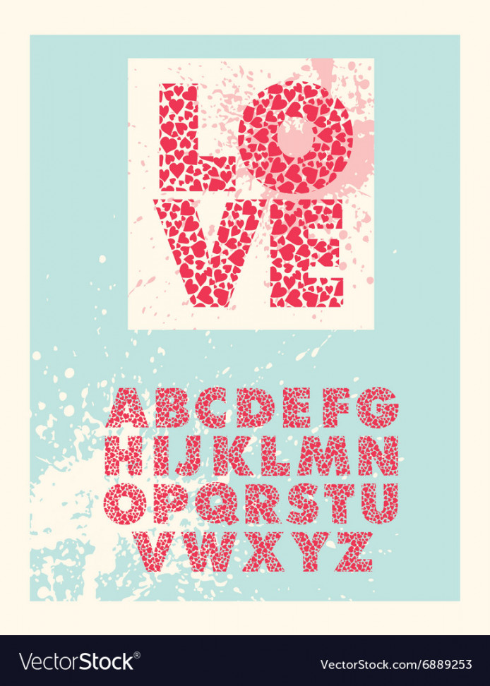 Valentine block letter font Royalty Free Vector Image