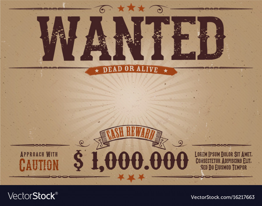 Wanted vintage western poster Royalty Free Vector Image