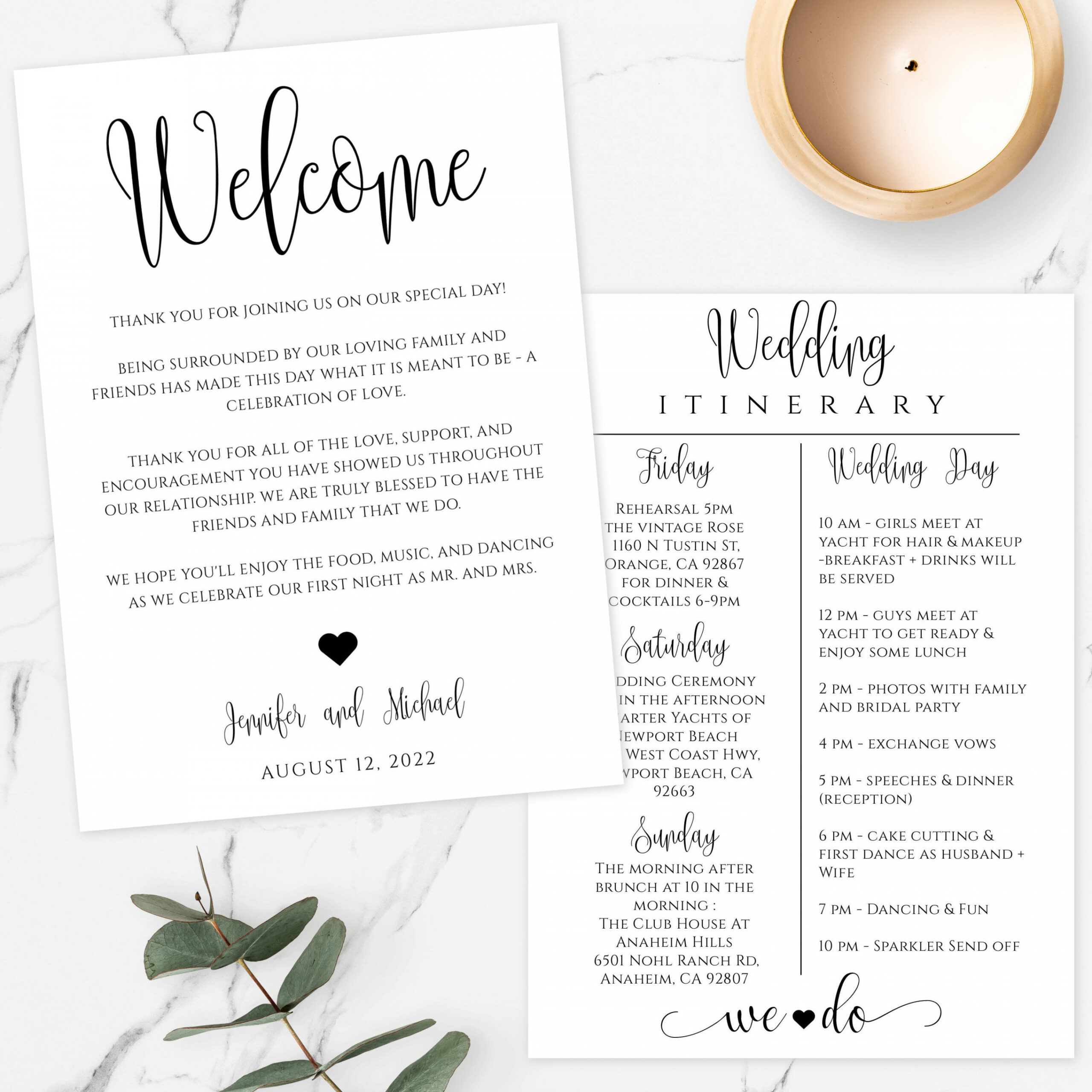 Wedding Itinerary Template Download Printable Wedding - Etsy